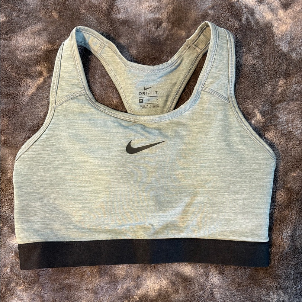 Nike Women's Dri-FIT Sports Bra - Light Gray and Black